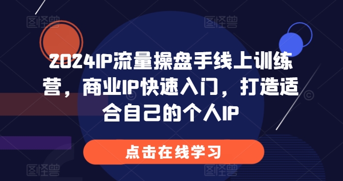 2024IP流量操盘手线上训练营，商业IP快速入门，打造适合自己的个人IP-搞钱利器