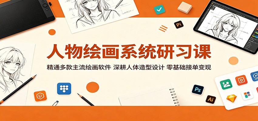 人物绘画系统研习课：精通多款主流绘画软件，深耕人体造型设计，零基础接单变现-搞钱利器