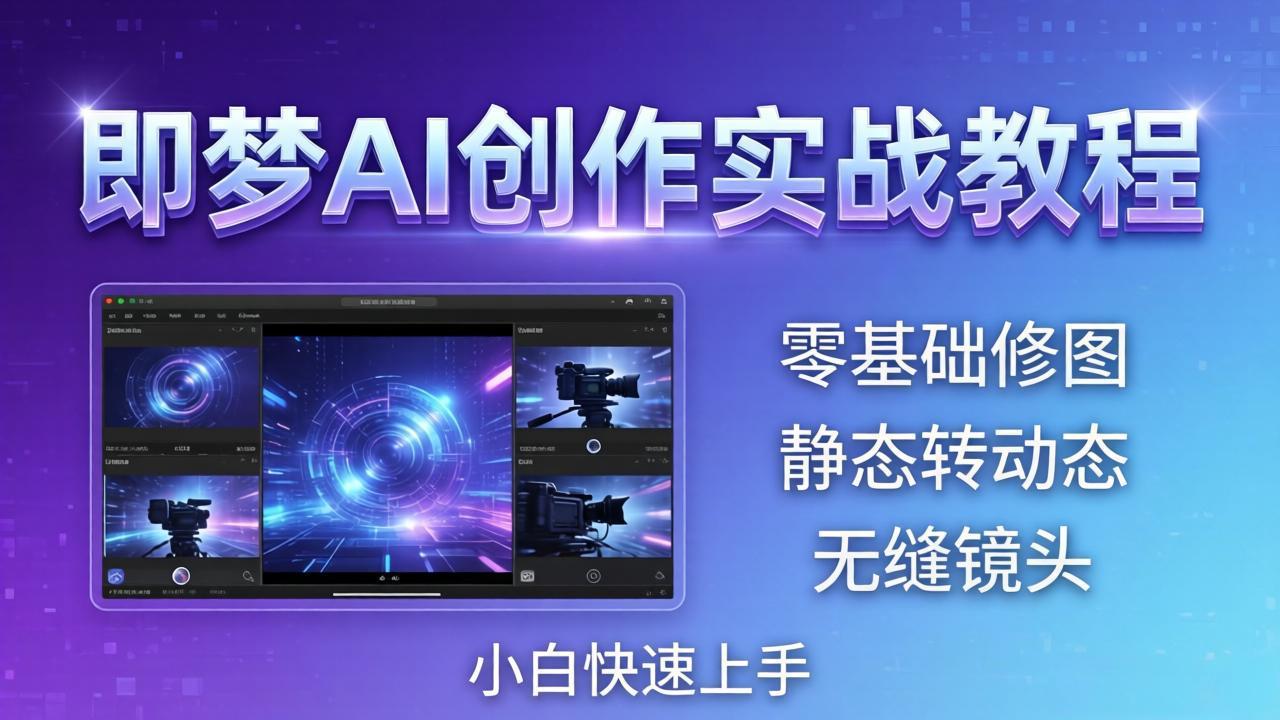 即梦AI创作实战教程，从零基础修图到AI导演，实战教学静态转动态+无缝镜头，小白快速上手-搞钱利器