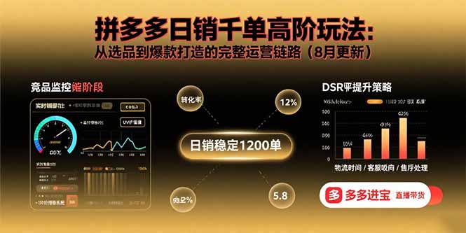 拼多多日销千单高阶玩法：从选品到爆款打造的完整运营链路(8月更新-搞钱利器