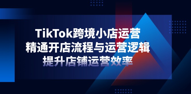 TikTok跨境小店运营，精通开店流程与运营逻辑，提升店铺运营效率-搞钱利器