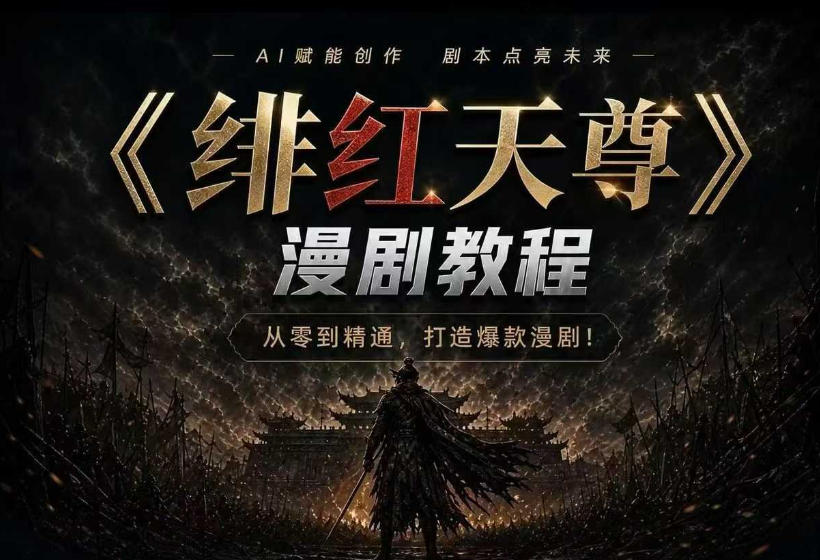 绯红天尊AI漫剧系统教程｜从零入门到精通，工具运用+剧本创作+爆款逻辑+提示词素材+镜头剪辑，全套爆款漫剧落地实战课-搞钱利器