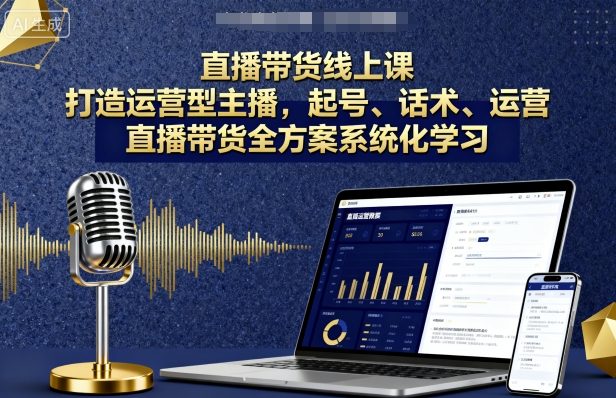 直播带货线上课，打造运营型主播，起号、话术、运营，直播带货全方案系统化学习-搞钱利器