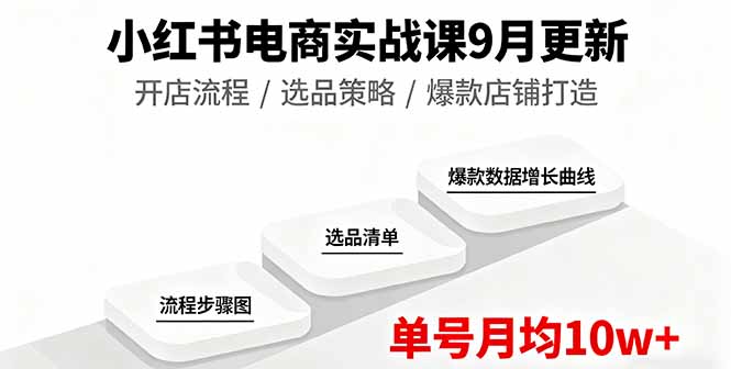 小红书电商实战课9月更新，开店流程/选品策略/爆款店铺打造，单号月均10w+-搞钱利器