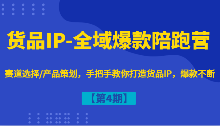 货品IP-全域爆款陪跑营【第4期】赛道选择/产品策划，手把手教你打造货品IP，爆款不断-搞钱利器