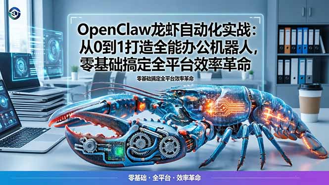 OpenClaw龙虾自动化实战：从0到1打造全能办公机器人，零基础搞定全平台效率革命-搞钱利器