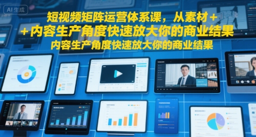 短视频矩阵运营体系课，从素材+内容生产角度快速放大你的商业结果-搞钱利器