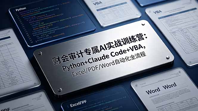 财会审计专属 AI实战训练营：Python+Claude Code+VBA，Excel/PDF/Word自动化全流程-搞钱利器