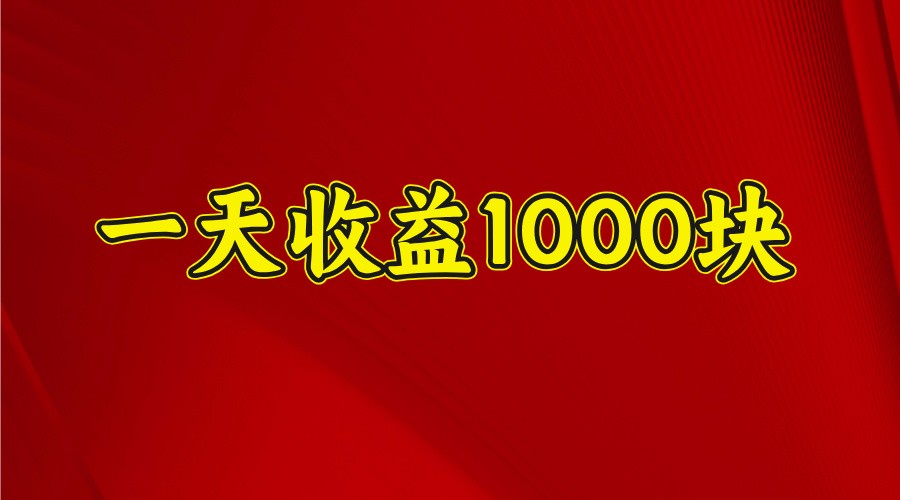 一天收益1000块，2025全网首发-搞钱利器