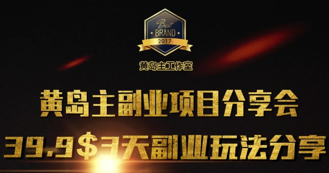 黄岛主副业分享会1期：3天3个副业玩法，速度上车-搞钱利器