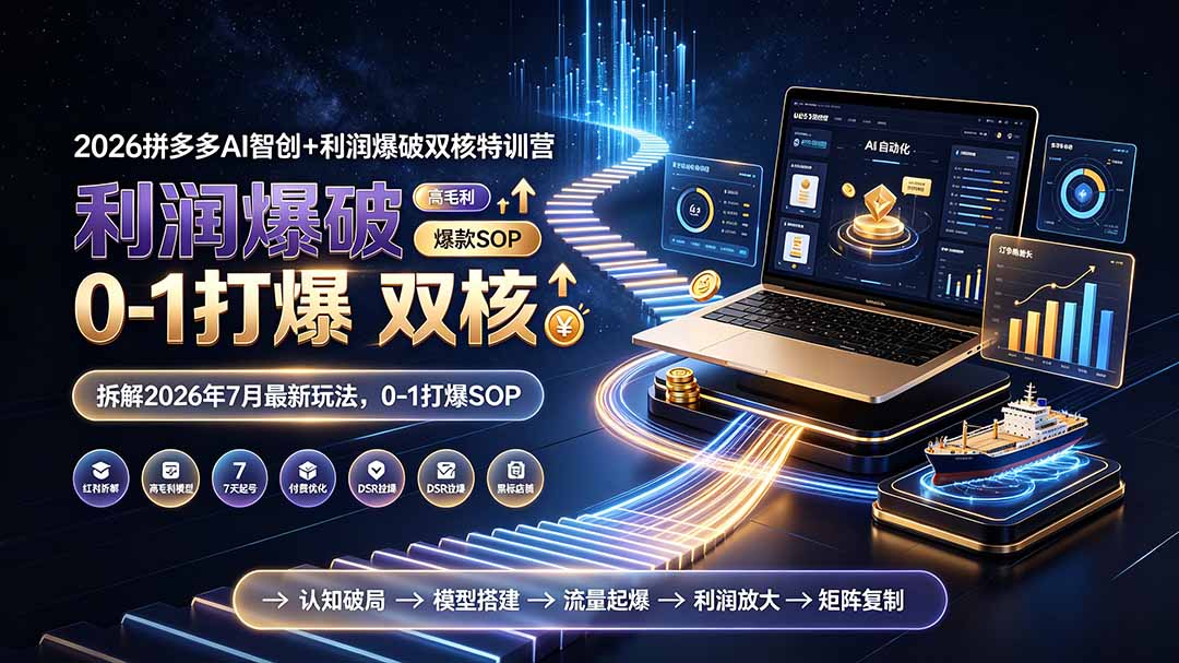 2026拼多多AI智创+利润爆破双核特训营-拆解2026年7月最新玩法，0-1打爆SOP-搞钱利器