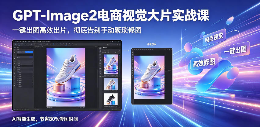 GPT-Image2电商视觉大片实战课，一键出图高效出片，彻底告别手动繁琐修图-搞钱利器
