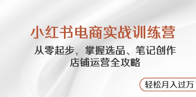 小红书电商实战训练营，从零起步，掌握选品、笔记创作、店铺运营全攻略…-搞钱利器