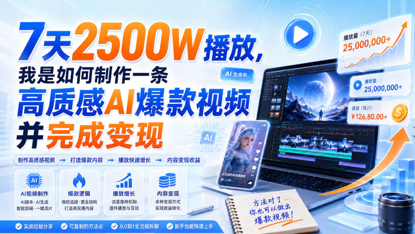 7天2500W播放,我是如何制作一条高质感AI爆款视频并完成变现
