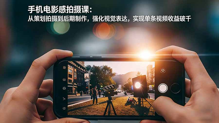 手机电影感拍摄课:从策划拍摄到后期制作,强化视觉表达,实现单条视频收益破千-搞钱利器