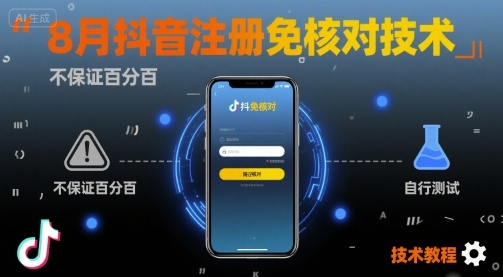 8月抖音注册免核对技术,不保证百分百,自测-搞钱利器