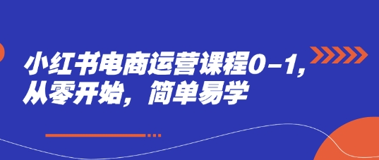 小红书电商运营课程0-1，从零开始，简单易学-搞钱利器