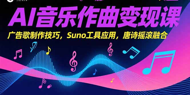 AI音乐作曲变现课，广告歌制作技巧，Suno工具应用，唐诗摇滚融合-搞钱利器