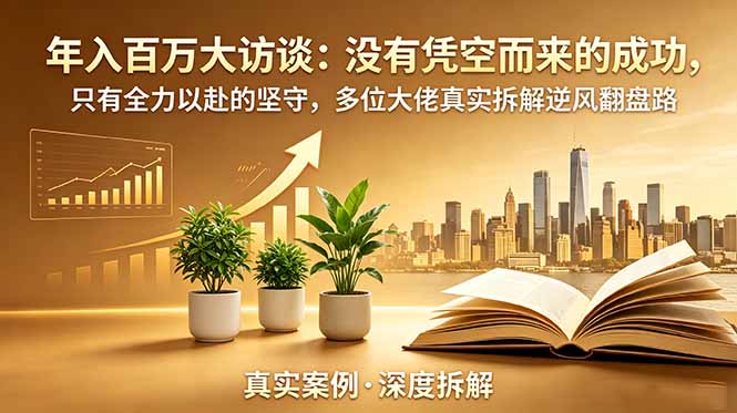 年入百万大访谈-更新：没有凭空而来的成功，只有全力以赴的坚守，多位大佬真实拆解逆风翻盘路-搞钱利器