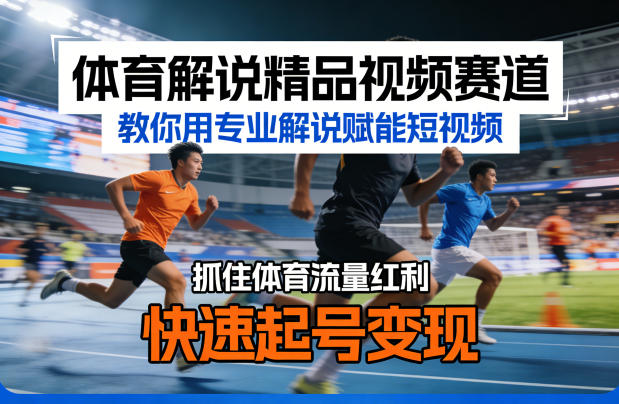体育解说精品视频赛道,教你用专业解说赋能短视频,抓住体育流量红利,快速起号变现-搞钱利器