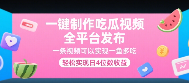 一键制作吃瓜视频，全平台发布，一条视频可以实现一鱼多吃，轻松实现日4位数收益【揭秘】-搞钱利器