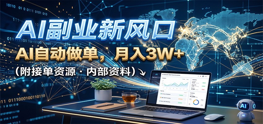 AI副业新风口，AI自动做单，月入3W+，附接单资源-搞钱利器