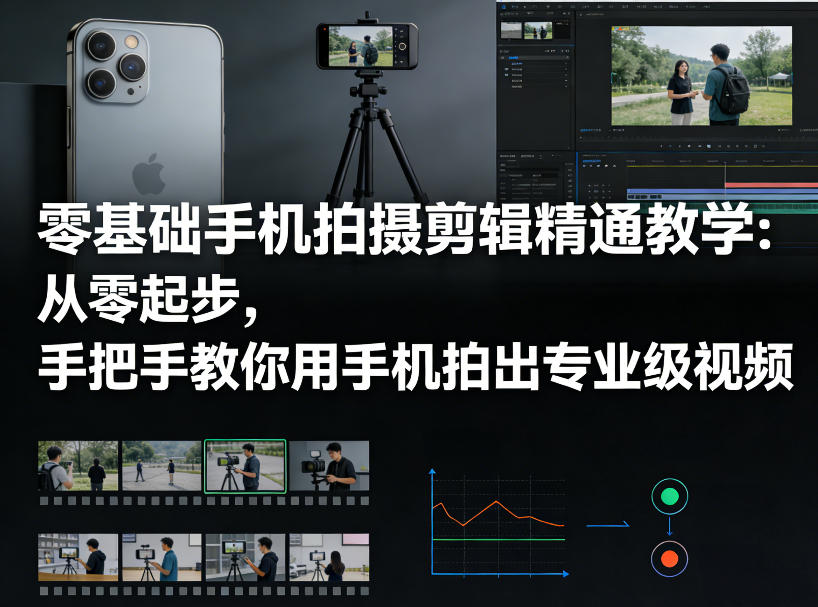 零基础手机拍摄剪辑精通教学：从零起步，手把手教你用手机拍出专业级视频-搞钱利器