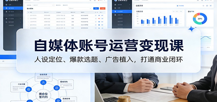 自媒体账号运营变现课：人设定位、爆款选题、广告植入，打通商业闭环-搞钱利器