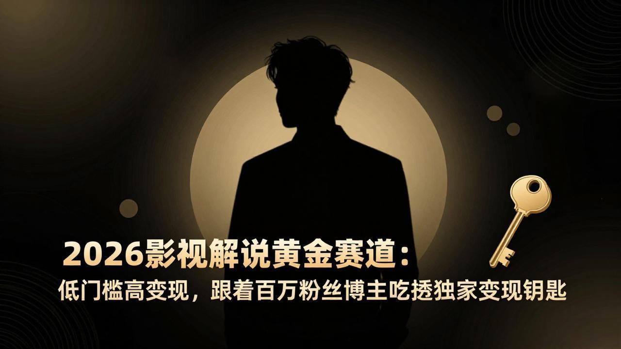 2026影视解说黄金赛道：低门槛高变现，跟着百万粉丝博主吃透独家变现钥匙-搞钱利器
