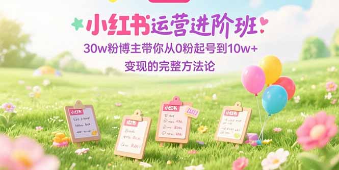 小红书运营进阶班：30w粉博主带你从0粉起号到10w+变现的完整方法论-搞钱利器