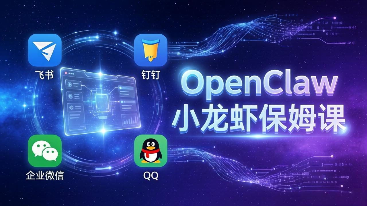 OpenClaw小龙虾保姆课： Windows/macOS/Linux/Docker全系统安装，飞书+钉钉+企业微信+QQ 全接入-搞钱利器