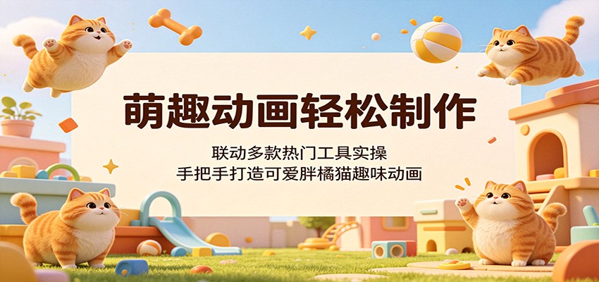 萌趣动画轻松制作，联动多款热门工具实操，手把手打造可爱胖橘猫趣味动画-搞钱利器