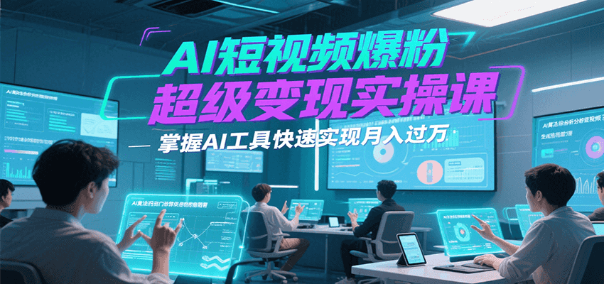 AI短视频爆粉超级变现实操课，掌握AI工具快速实现月入过万-搞钱利器