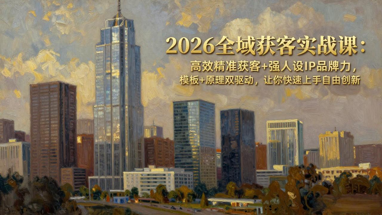 2026全域获客实战课:高效精准获客+强人设IP品牌力,模板+原理双驱动,让你快速上手自由创新-搞钱利器