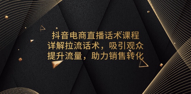 抖音电商直播话术课程，详解拉流话术，吸引观众，提升流量，助力销售转化-搞钱利器