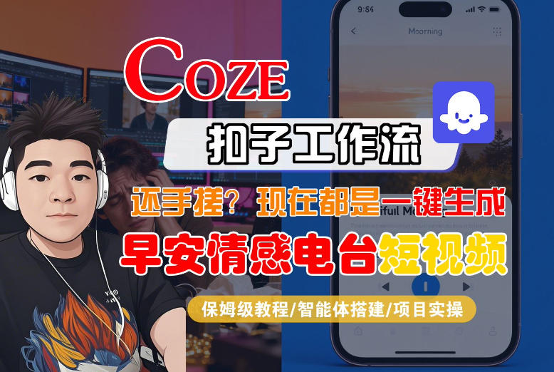 【Coze工作流搭建实操教程】【coze】早安情感电台日签视频还在手动做？用扣子工作流自动生成，省时90%-搞钱利器