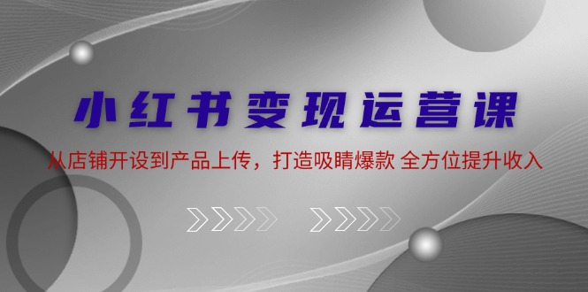 小红书变现运营课：从店铺开设到产品上传，打造吸睛爆款 全方位提升收入-搞钱利器
