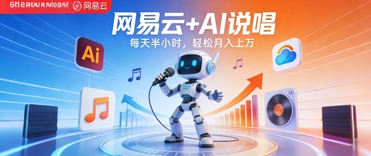 网易云+AI说唱，每天半小时，AI内容创作+流量变现，轻松月入1W-搞钱利器
