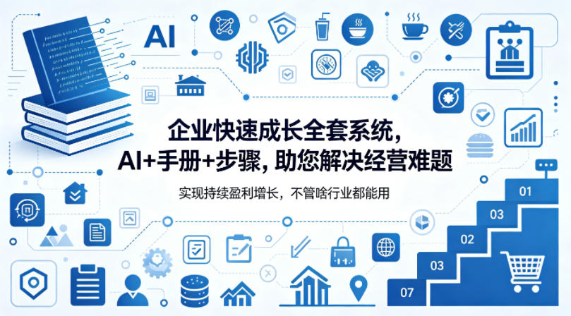 企业快速成长全套系统，AI+手册+步骤，助您解决经营难题，实现持续盈利增长，不管啥行业都能用-搞钱利器