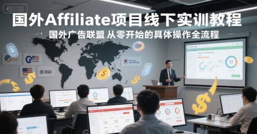 国外Affiliate项目线下实训教程，国外广告联盟从零开始的具体操作全流程-搞钱利器