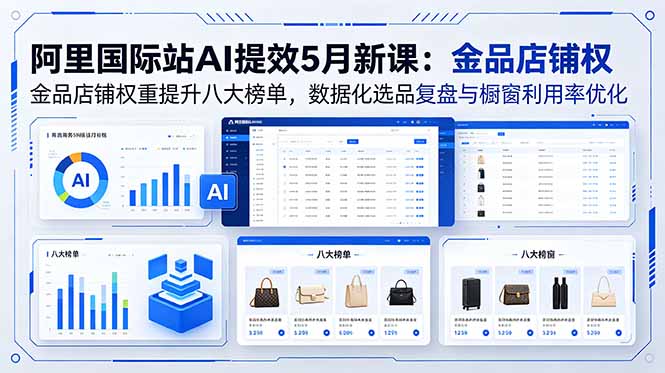 阿里国际站AI提效5月新课：金品店铺权重提升八大榜单，数据化选品复盘与橱窗利用率优化-搞钱利器