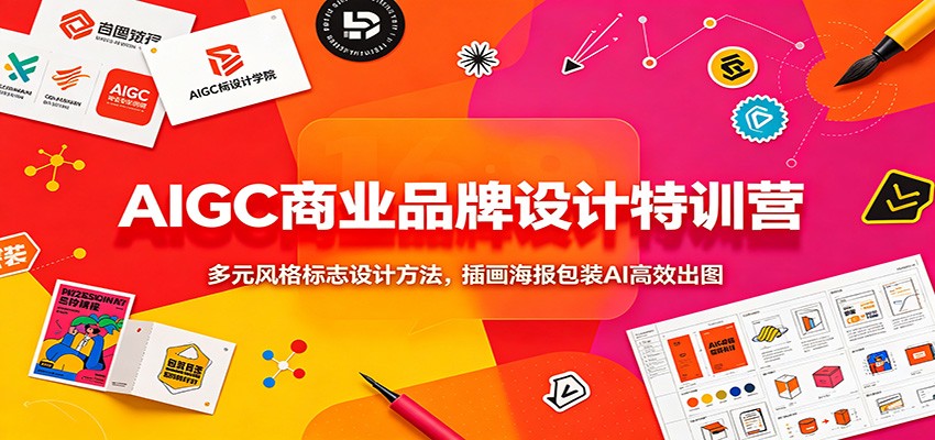 AIGC商业品牌设计特训营：多元风格标志设计方法，插画海报包装AI高效出图-搞钱利器