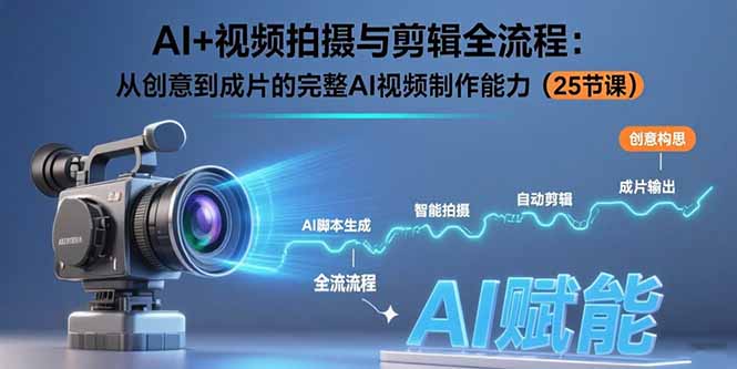 AI+视频拍摄与剪辑全流程：从创意到成片的完整AI视频制作能力(25节课-搞钱利器