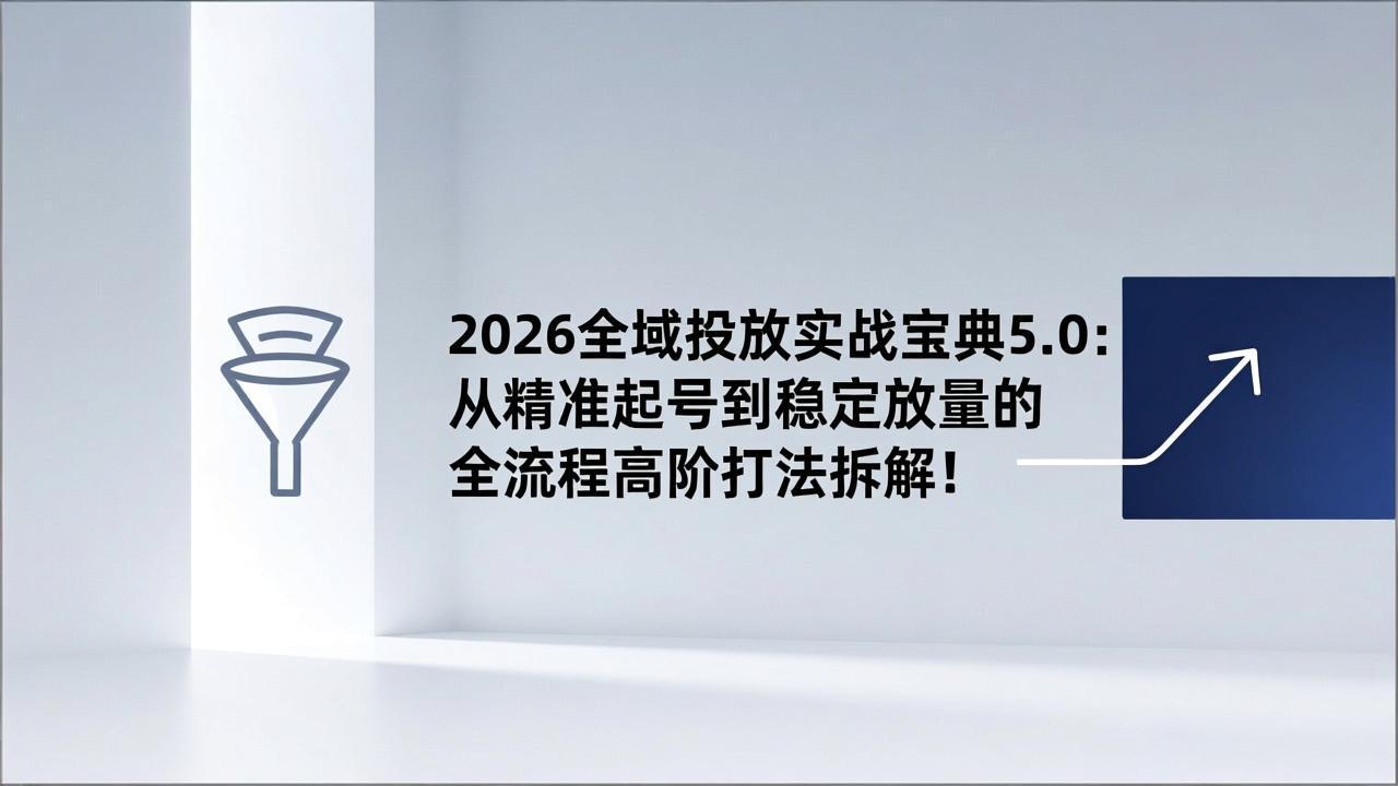 2026全域投放实战宝典5.0：从精准起号到稳定放量的全流程高阶打法拆解！-搞钱利器