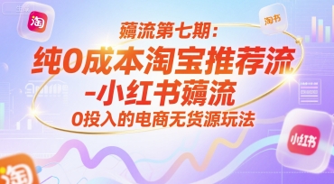 薅流第七期：纯0成本淘宝推荐流-小红书薅流最新版目，0投入的电商无货源玩法(附赠往期)-搞钱利器