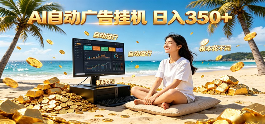 AI自动广告挂机 日入350+ 真正做到躺赚式变现，根本花不完！-搞钱利器