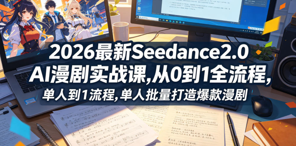 2026最新Seedance2.0 AI漫剧实战课,，从0到1全流程，单人批量打造爆款漫剧-搞钱利器
