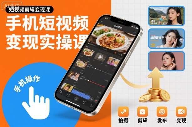 手机短视频变现实操课，短视频剪辑变现课-搞钱利器