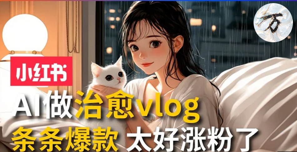 AI治愈系vlog动画视频，小红书1个月轻松涨粉破万，商单报价1500+日入2000+-搞钱利器