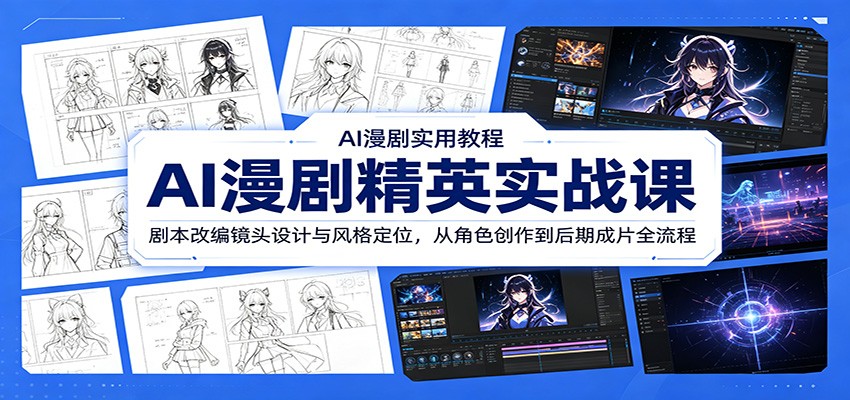 AI漫剧精英实战课：剧本改编镜头设计与风格定位，从角色创作到后期成片全流程-搞钱利器
